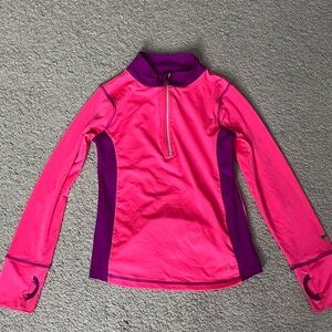 Danskin Now Girls Size S (6-6X) Neon Pink & Neon Purple, 1/4 Zip, Thumb Holes